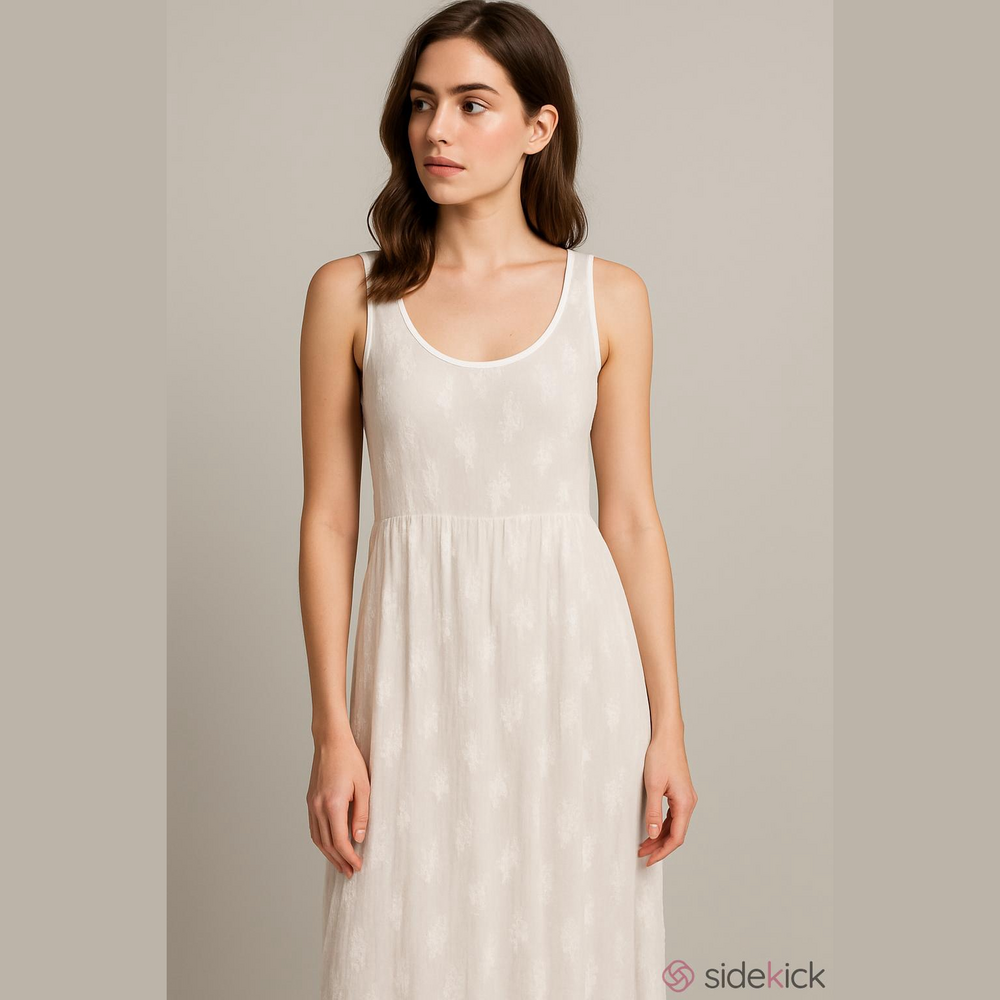 (434) Audrey 3+1, Sheer Off White Lace Dress / Slip / Sexy Sleep Ware